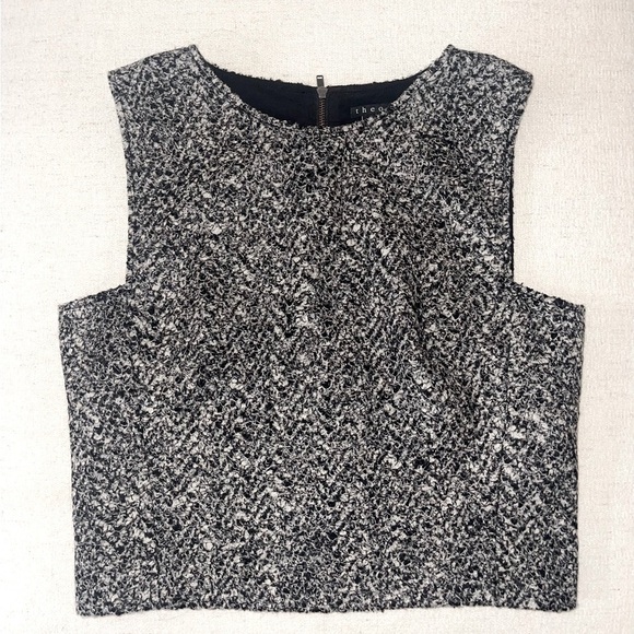 THEORY Black and White Wool Blend Vest, Size S/P - Picture 1 of 10
